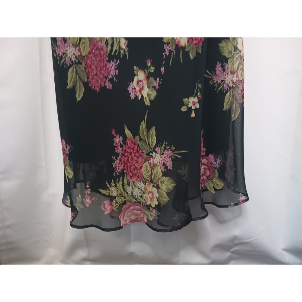 Dressbarn Dark Cottage Floral Maxi Dress 16W Chiffon Fairy Dainty Whimsigoth - Picture 4 of 8